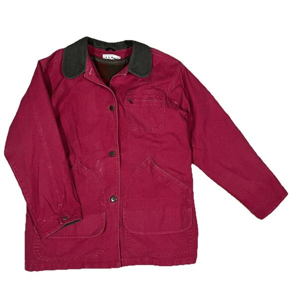 L.L. Bean Jackets & Blazers - Womens Vintage LL Bean Chore Barn Coat T540 Red Made in USA Removable Wool Liner